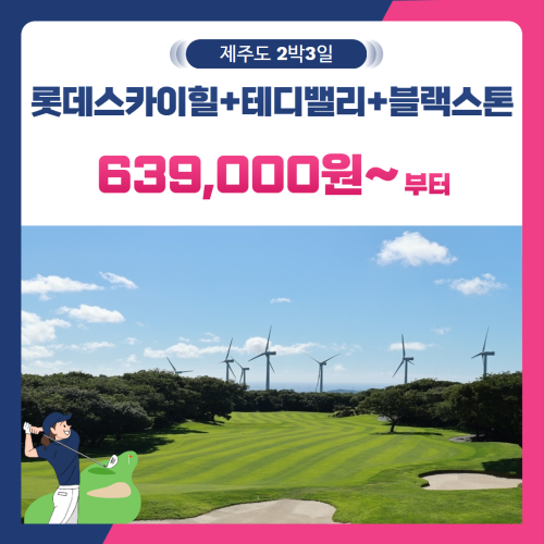 [제주도] 2인출발 가능 롯데스카이힐제주+테디밸리+블랙스톤 2박3일